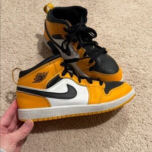 Nike Air Jordan Yellow and Black High-Top Sneakers